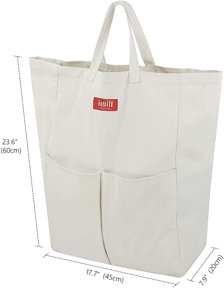 100% Breathable Cotton Canvas Laundry Backpack Bags with Drawstring Closure & Shoulder Straps & 2 Handles, Washable in Machine, Good for Laundromat, Clean Store, College Dormitory, Travel Duffel Bag