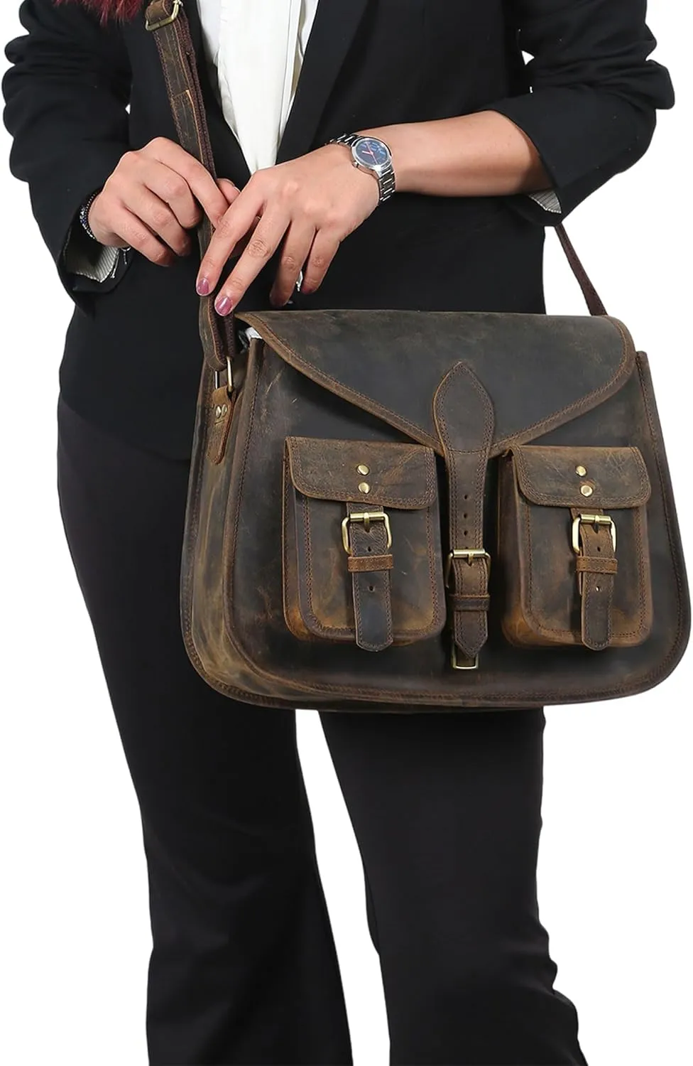 14 Inch Leather Purse Women Shoulder Bag Crossbody Satchel Ladies Tote Travel Purse Genuine Leather