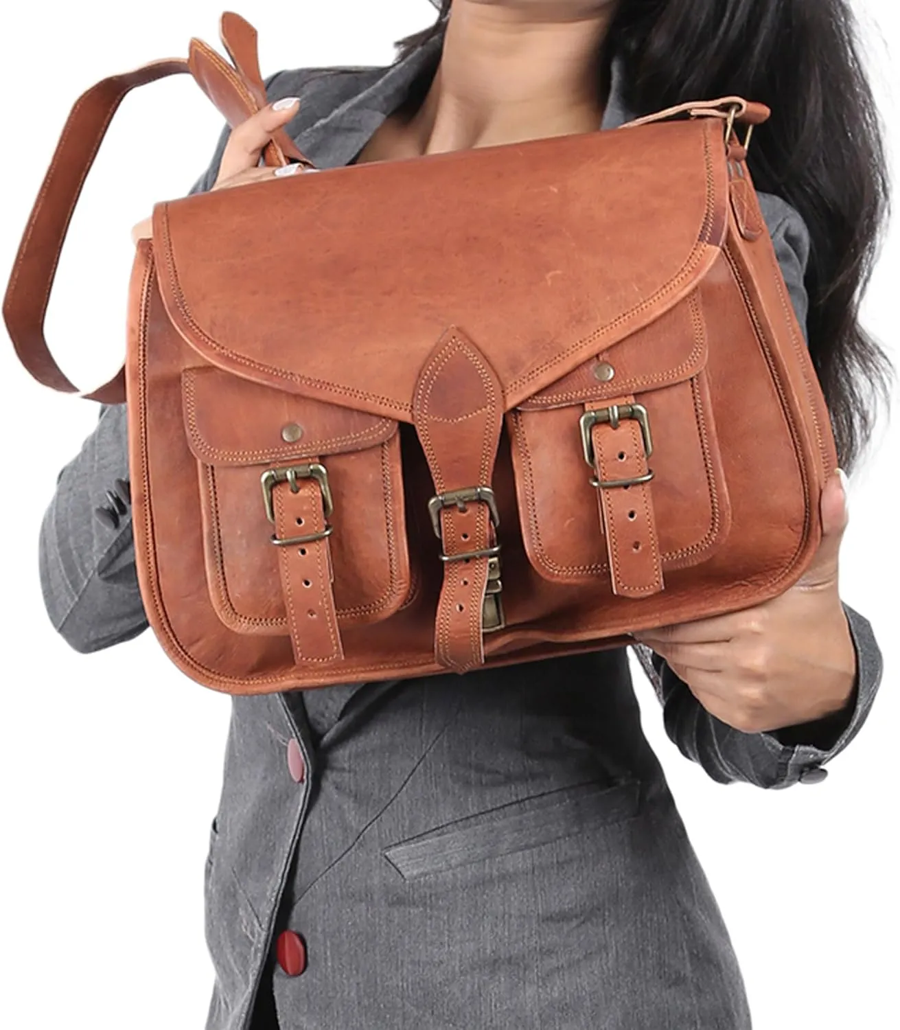 14 Inch Leather Purse Women Shoulder Bag Crossbody Satchel Ladies Tote Travel Purse Genuine Leather
