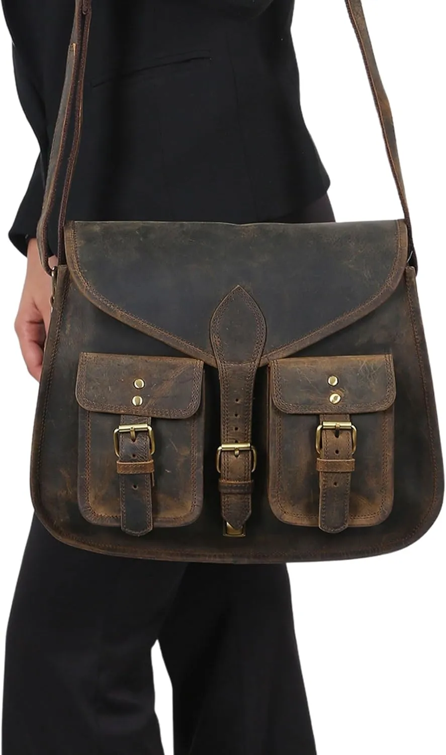14 Inch Leather Purse Women Shoulder Bag Crossbody Satchel Ladies Tote Travel Purse Genuine Leather