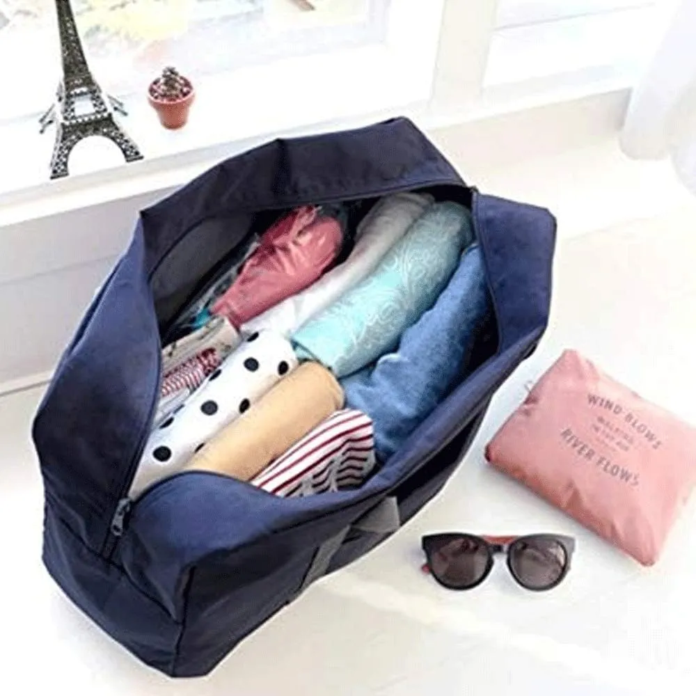 2 Pack Foldable Travel Bag Waterproof Travel Duffel Bag,Women Ladies Man Canvas Weekender Bag Overnight Carry-on Tote Duffel in Trolley Handle (Black&Rred)
