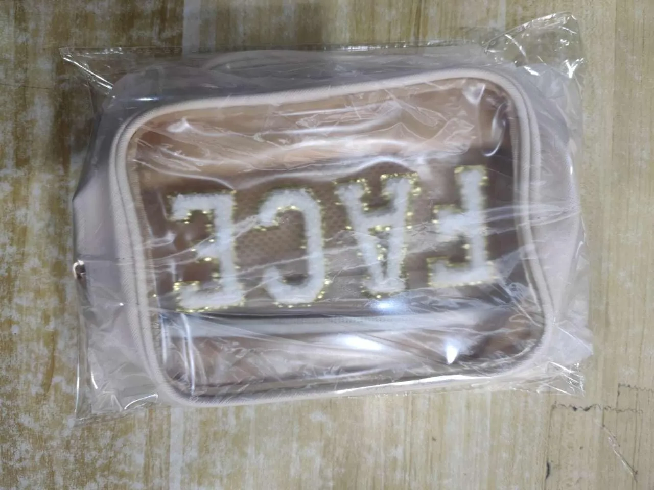 2 PCS Clear Makeup Bag Small Cosmetic Bag Beige Mini Makeup Bag Waterproof Small Makeup Bag for Purse Travel Toiletry Bag for Women