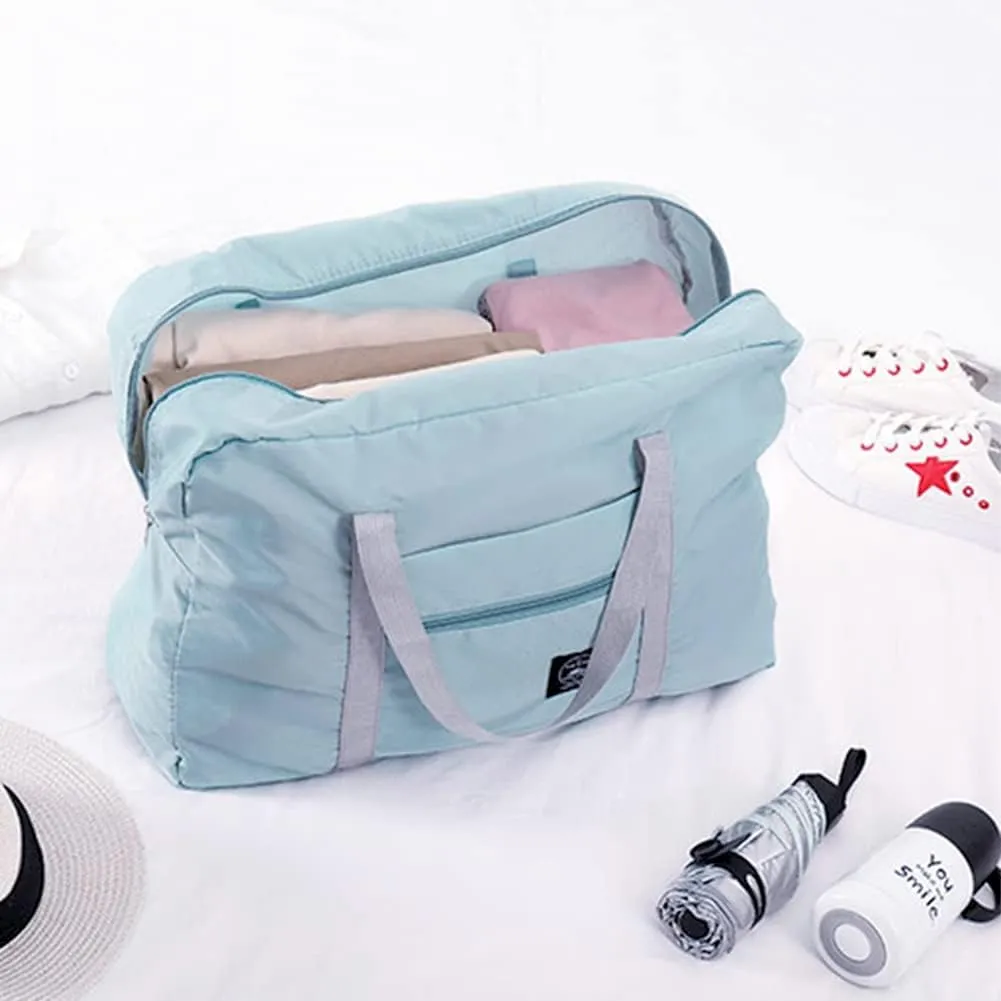 4PCS Travel Duffle Bag Tote Carry on Bag Nylon Lightweight Foldable Travel Bag Water Resistant Sports Gym Duffle Weekender Overnight Bag (Red Pink Blue Green 4 Pe bag)