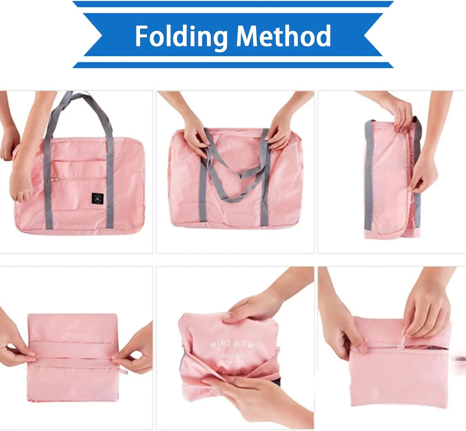 4PCS Travel Duffle Bag Tote Carry on Bag Nylon Lightweight Foldable Travel Bag Water Resistant Sports Gym Duffle Weekender Overnight Bag (Red Pink Blue Green 4 Pe bag)