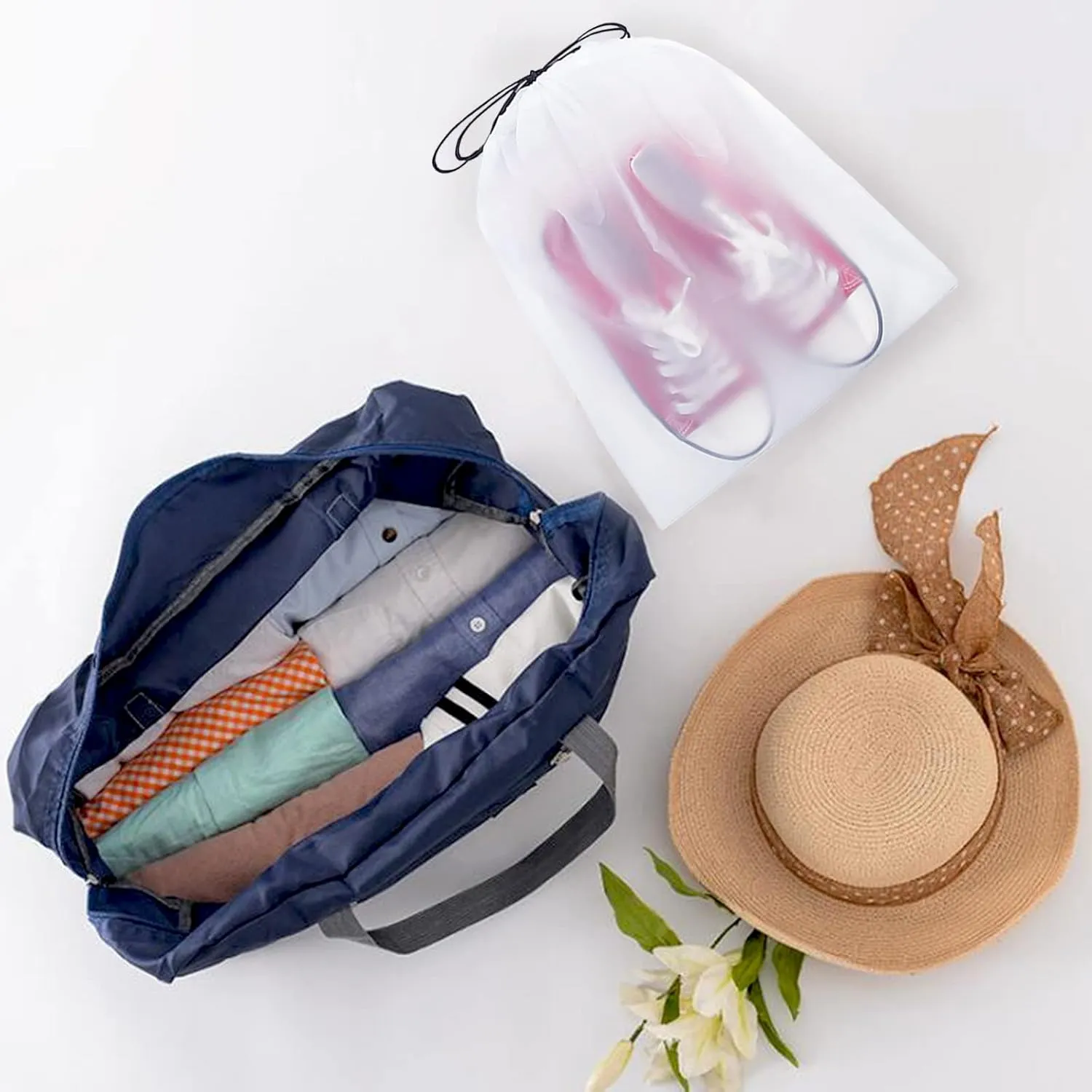 4PCS Travel Duffle Bag Tote Carry on Bag Nylon Lightweight Foldable Travel Bag Water Resistant Sports Gym Duffle Weekender Overnight Bag (Red Pink Blue Green 4 Pe bag)