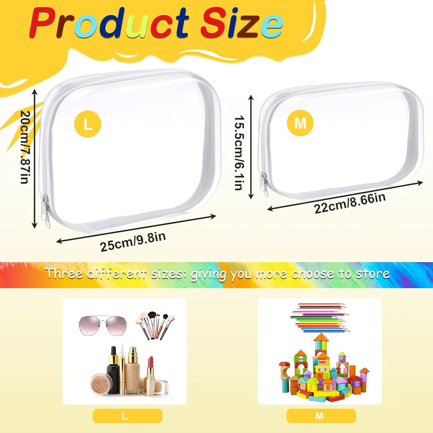 AOBOPLE Clear Hard Shell Zipper Case,Large Toy Storage Bags,Reusable Clear Plastic Board Game Storage,Hard Zipper Case Travel Waterproof Organizer Bags for Snacks Toy Intimate