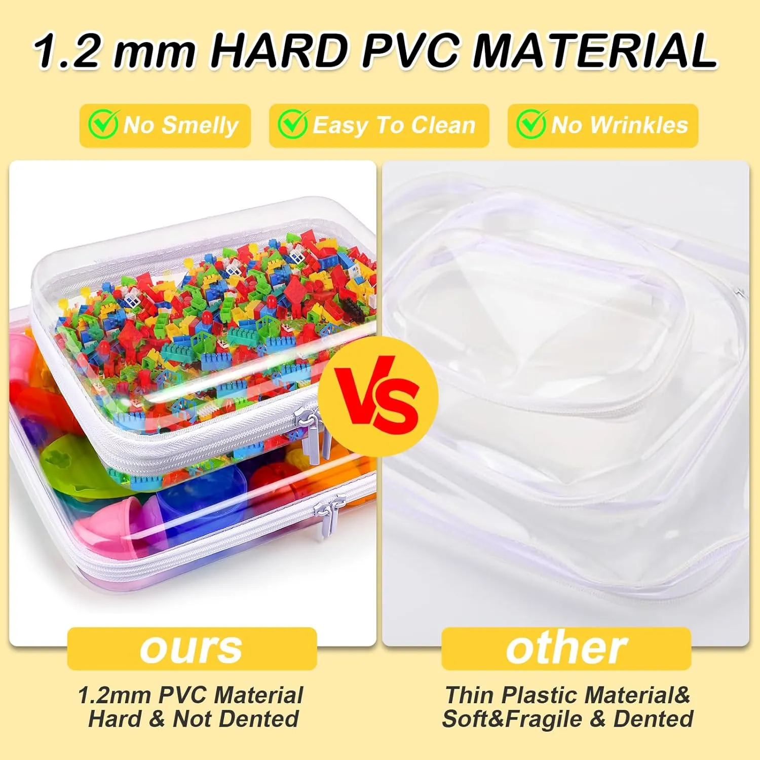 AOBOPLE Clear Hard Shell Zipper Case,Large Toy Storage Bags,Reusable Clear Plastic Board Game Storage,Hard Zipper Case Travel Waterproof Organizer Bags for Snacks Toy Intimate