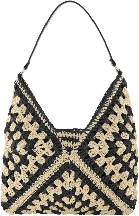 Ayliss Straw Beach Bag Bucket Tote Handbag Women Shoulder Bag Hand Woven Summer Beach Purse Weaving Beach Bucket Bag