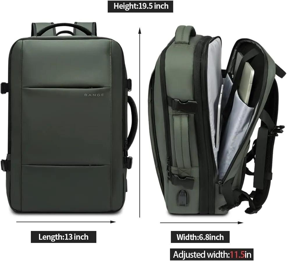 BANGE Carry-on Backpack, 45L Expandable Travel Backpacks,Weekend Backpack Briefcase,Waterproof Laptop Backpack Fits For 17.3 Laptop