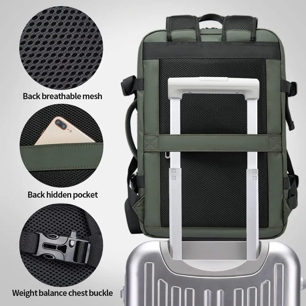 BANGE Carry-on Backpack, 45L Expandable Travel Backpacks,Weekend Backpack Briefcase,Waterproof Laptop Backpack Fits For 17.3 Laptop
