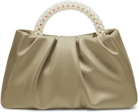 Beatfull Evening Purse Women Small Pearl Handbags Soft Leather Ruched Bag Wedding Bridal Clutch Party Prom Crossbody Purses
