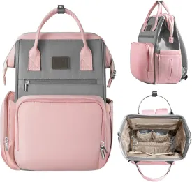 BN Diaper bag, Baby bag for mom,diaper bag backpack for women,diaper bag, Diaper bags (Pink and Grey, 30.5 Liters)