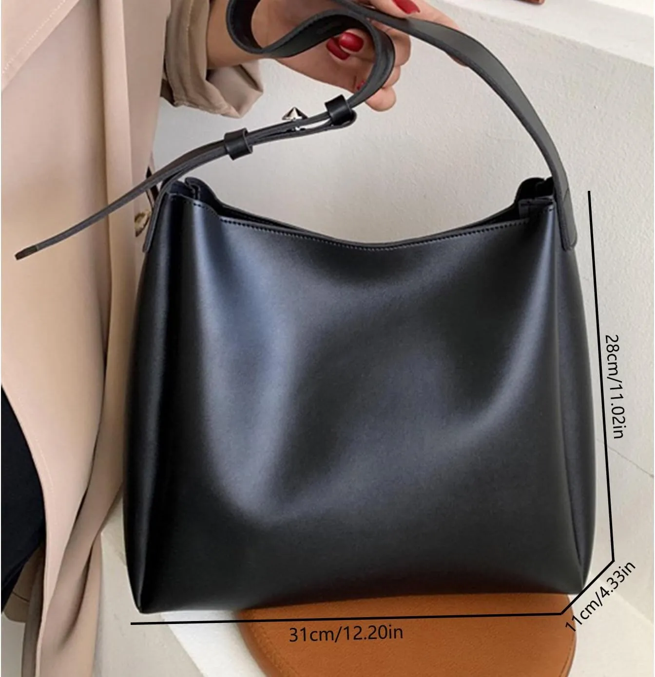Bucket Tote Purse for Women Retro PU Leather Crossbody Shoulder Handbags Large Capacity Hobo Bag with Pockets