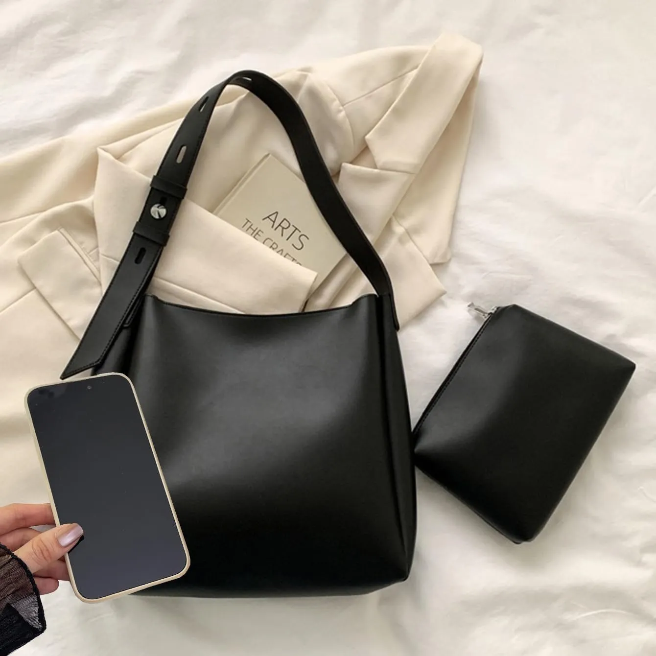 Bucket Tote Purse for Women Retro PU Leather Crossbody Shoulder Handbags Large Capacity Hobo Bag with Pockets