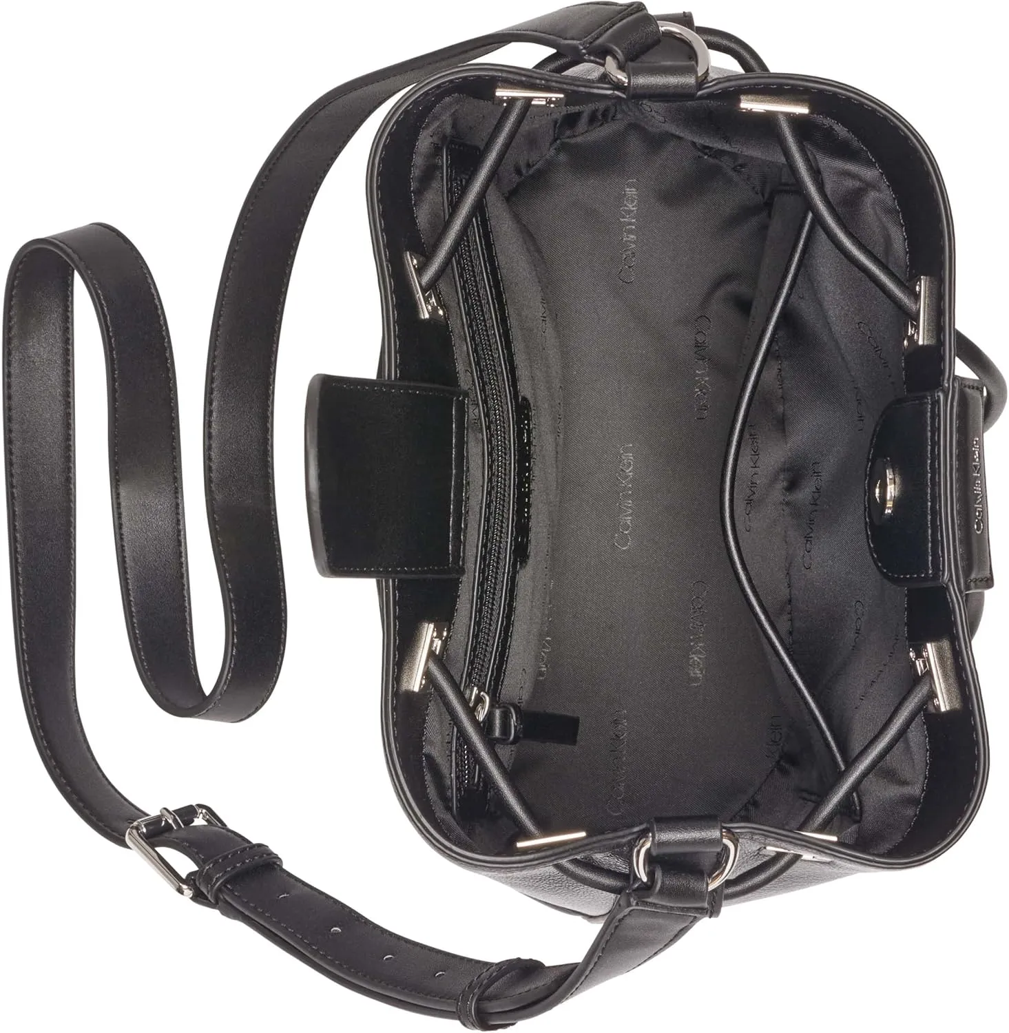 Calvin Klein Women's Ash Crossbody Bag  Vegan Leather, Monogram, 2 Pockets