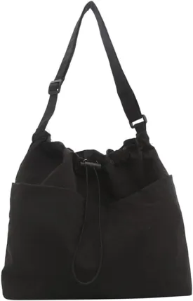 Canvas Drawstring Bucket Bag Crossbody Bucket Handbag and Purse with Adjustable Strap Casual Shoulder Bucket Tote Bag