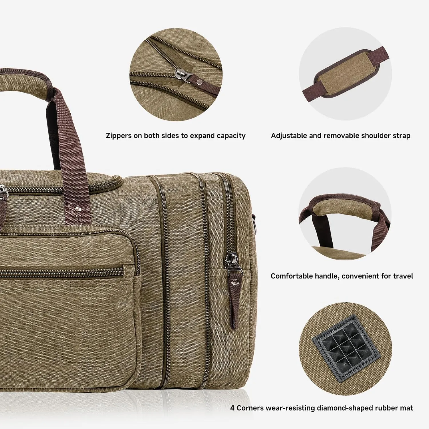 Canvas Duffle Bag for Travel 45L Duffel Overnight Weekender Bag