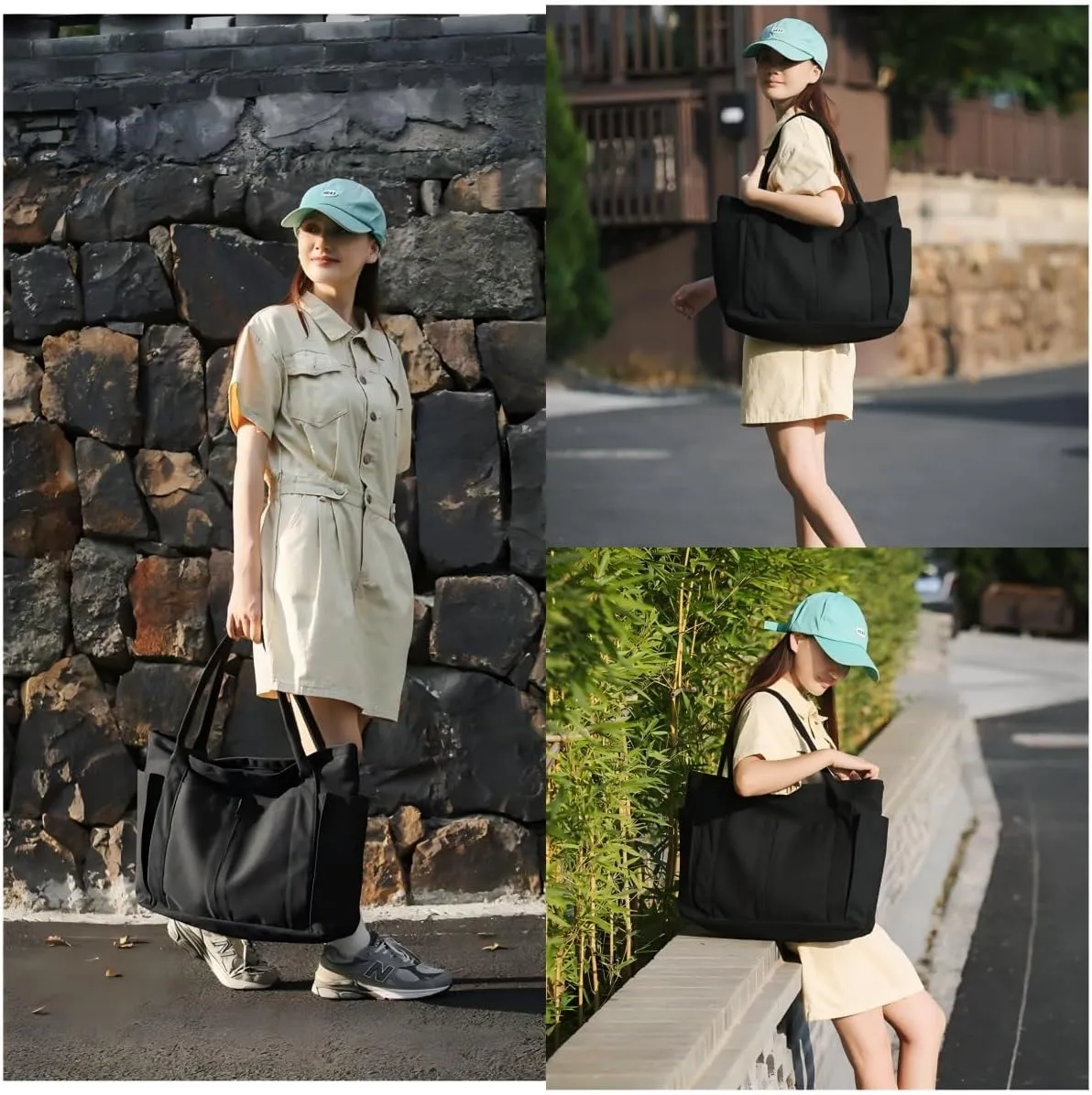 Canvas Tote Bag For Women With Pockets For Shopping Traveling Daily Commuting Beach Leisure And Fitness
