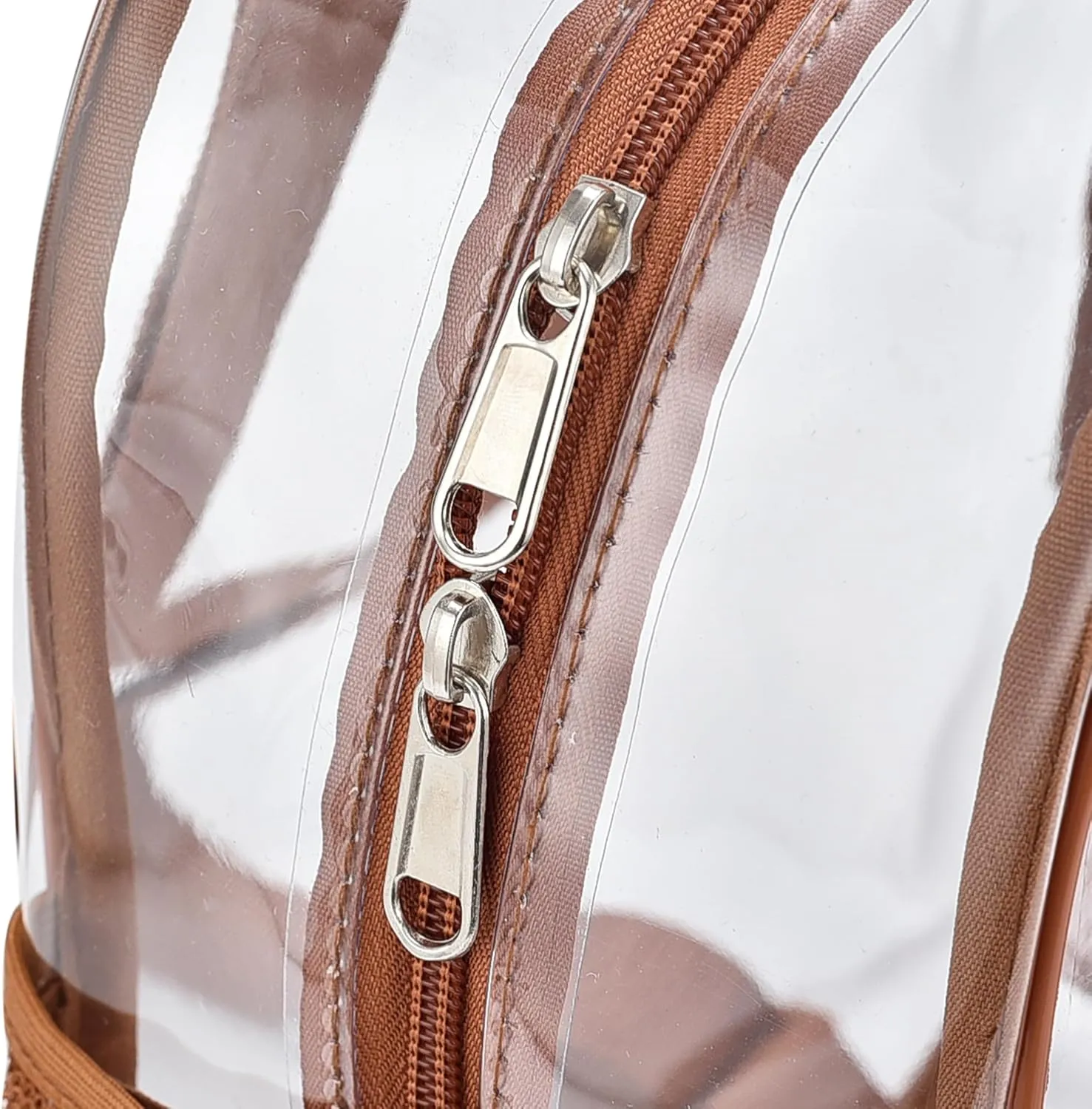 Clear Backpack for Stadium Events Clear Backpack 12x12x6 with Front Pocket for Concert Sport Fashion Women Backpack Events Work Travel(Coffee brown)