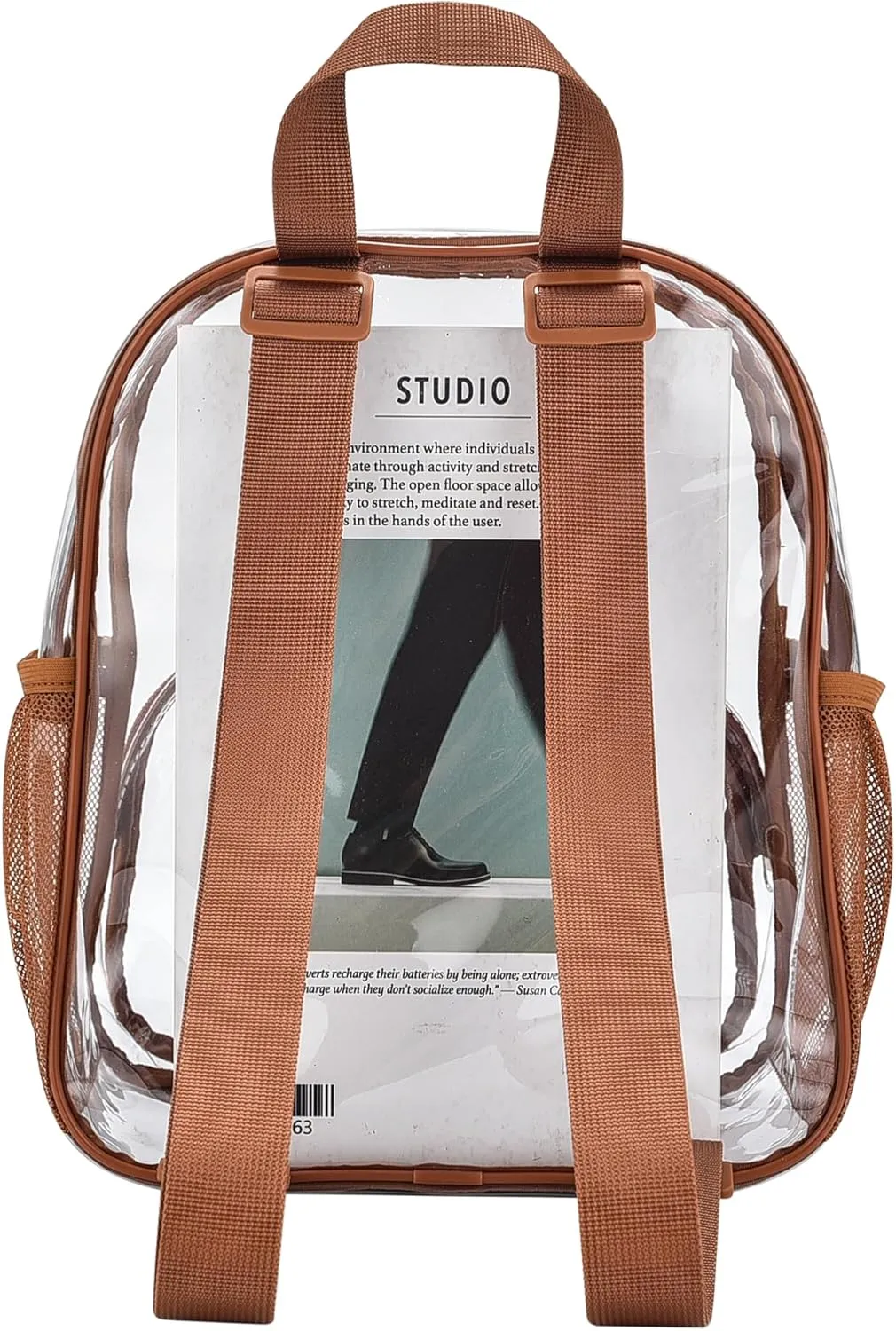 Clear Backpack for Stadium Events Clear Backpack 12x12x6 with Front Pocket for Concert Sport Fashion Women Backpack Events Work Travel(Coffee brown)