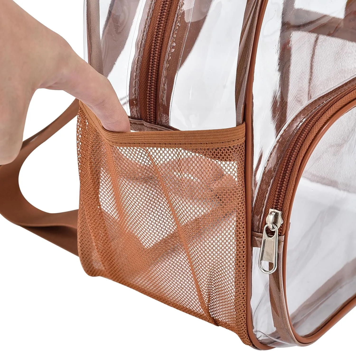 Clear Backpack for Stadium Events Clear Backpack 12x12x6 with Front Pocket for Concert Sport Fashion Women Backpack Events Work Travel(Coffee brown)