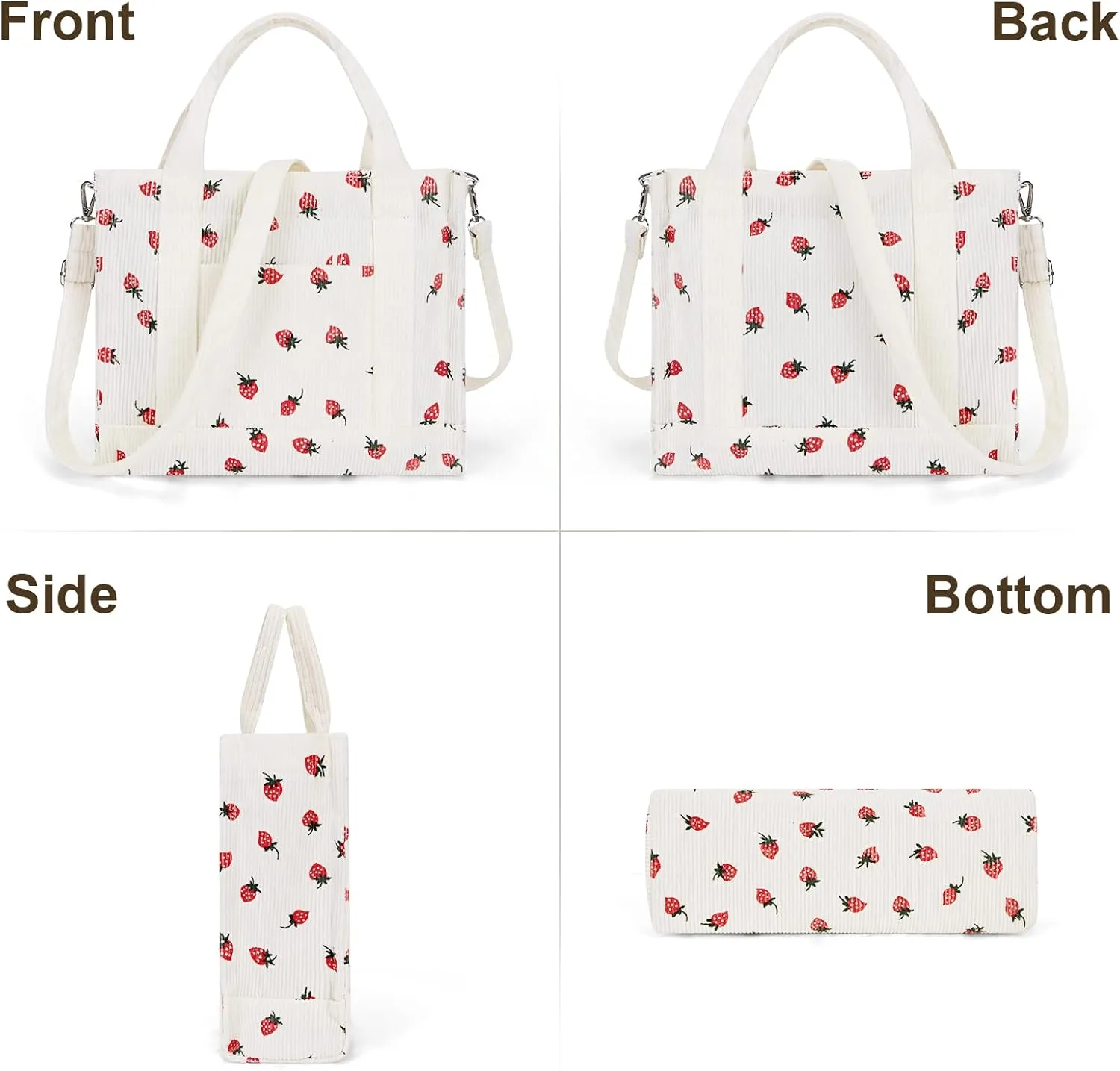 Corduroy Tote Bag Small Satchel Bag for Women Crossbody Bag Purse with Zipper Casual Hobo Handbag