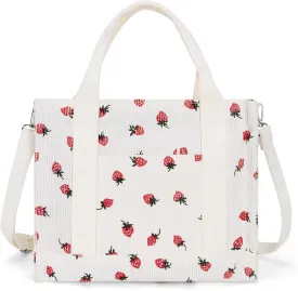 Corduroy Tote Bag Small Satchel Bag for Women Crossbody Bag Purse with Zipper Casual Hobo Handbag