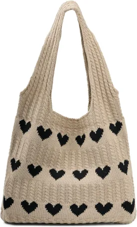 Crochet Tote Bag Cute Knit Summer Beach Tote Bags Aesthetic Vacation Bag for Women