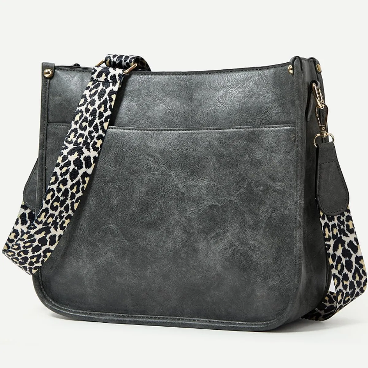 Crossbody Bags for Women Designer Leather Hobo Handbags With 2 Adjustable Leopard Guitar Strap Shoulder Bucket Bags