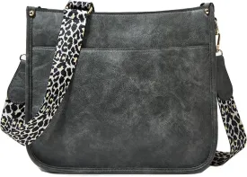 Crossbody Bags for Women Designer Leather Hobo Handbags With 2 Adjustable Leopard Guitar Strap Shoulder Bucket Bags