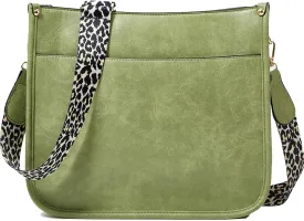 Crossbody Bags for Women Designer Leather Hobo Handbags With 2 Adjustable Leopard Guitar Strap Shoulder Bucket Bags