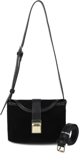 Crossbody Bags for Women Small Suede Purse Retro Bucket Bags Trendy Saddle Shoulder Bag Vintage Mini Satchel Handbags