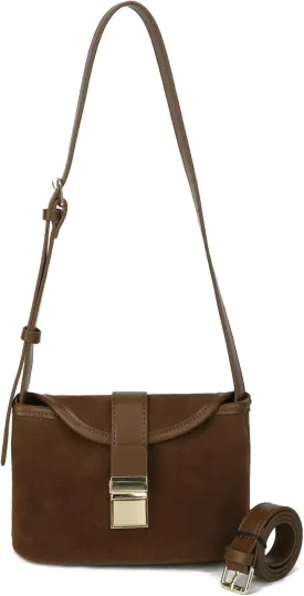 Crossbody Bags for Women Small Suede Purse Retro Bucket Bags Trendy Saddle Shoulder Bag Vintage Mini Satchel Handbags