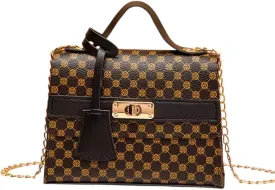 Designer Pattern Handbag, Chain Strap Crossbody Purse, that comes in Brown and Beige, Black and Beige, Khaki and Beige