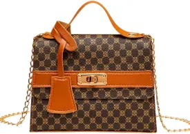 Designer Pattern Handbag, Chain Strap Crossbody Purse, that comes in Brown and Beige, Black and Beige, Khaki and Beige