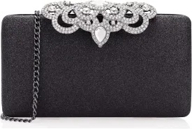 Dexmay Rhinestone Clutch Bag with Crystal Crown Clasp Women Evening Handbag Formal Party Purse