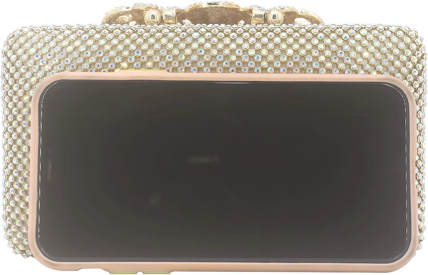Dexmay Rhinestone Clutch Bag with Crystal Crown Clasp Women Evening Handbag Formal Party Purse