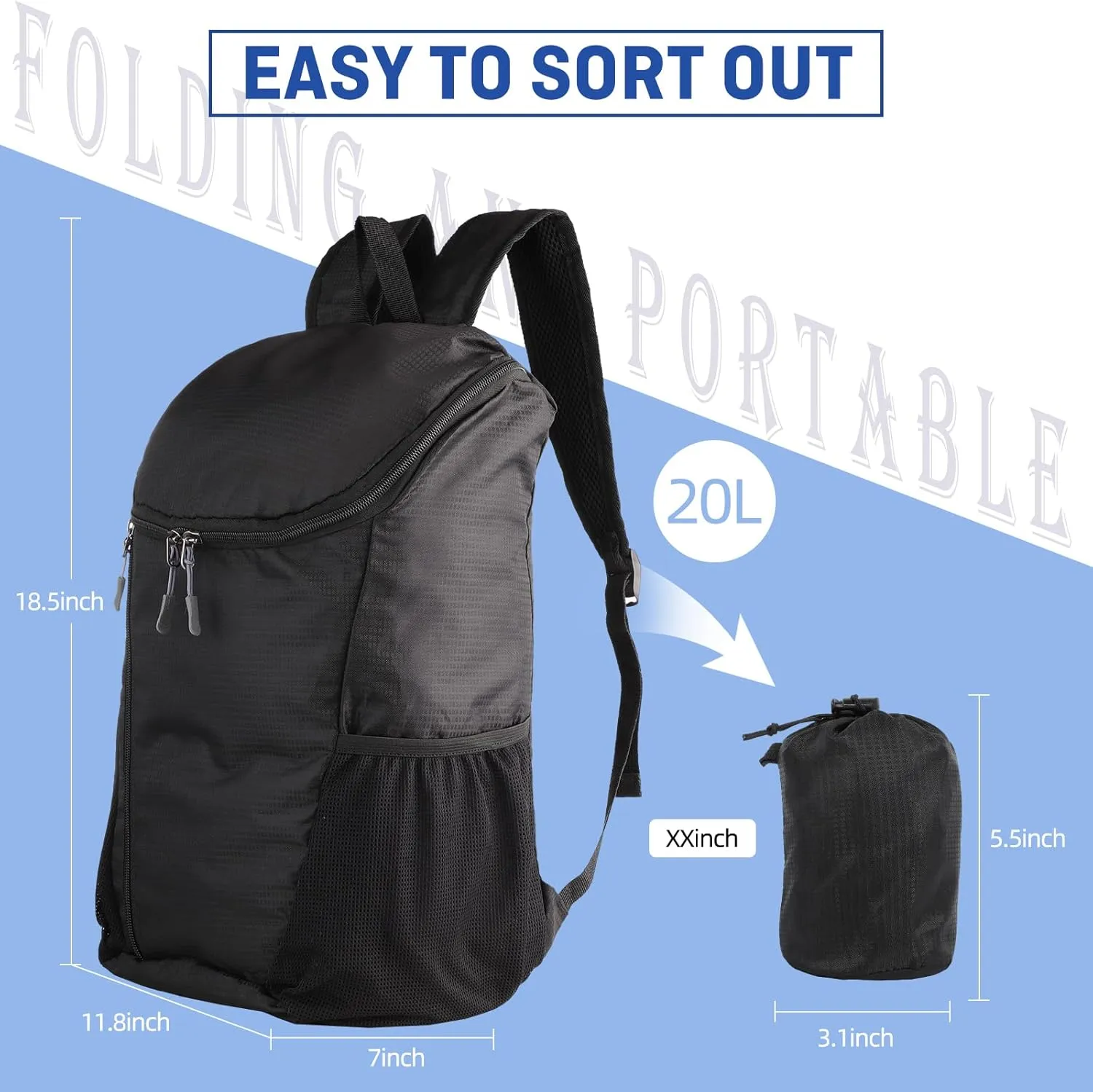 DOVO Hiking Backpack, Waterproof and Wear-resistant Lightweight Backpack Packable,Outdoor Travel Camping Daypack Foldable-PURPLE