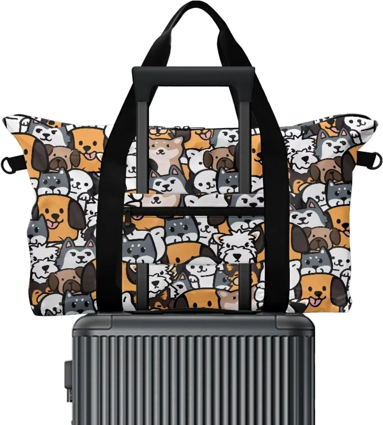 Duffel Bag 22.24 x 6.3 x 13 Inches - Cartoon Cute Puppy Print Large Capacity Carry On Travel Bag with Adjustable Shoulder Strap - Water-Resistant Polyester Weekender & Gym Holdall