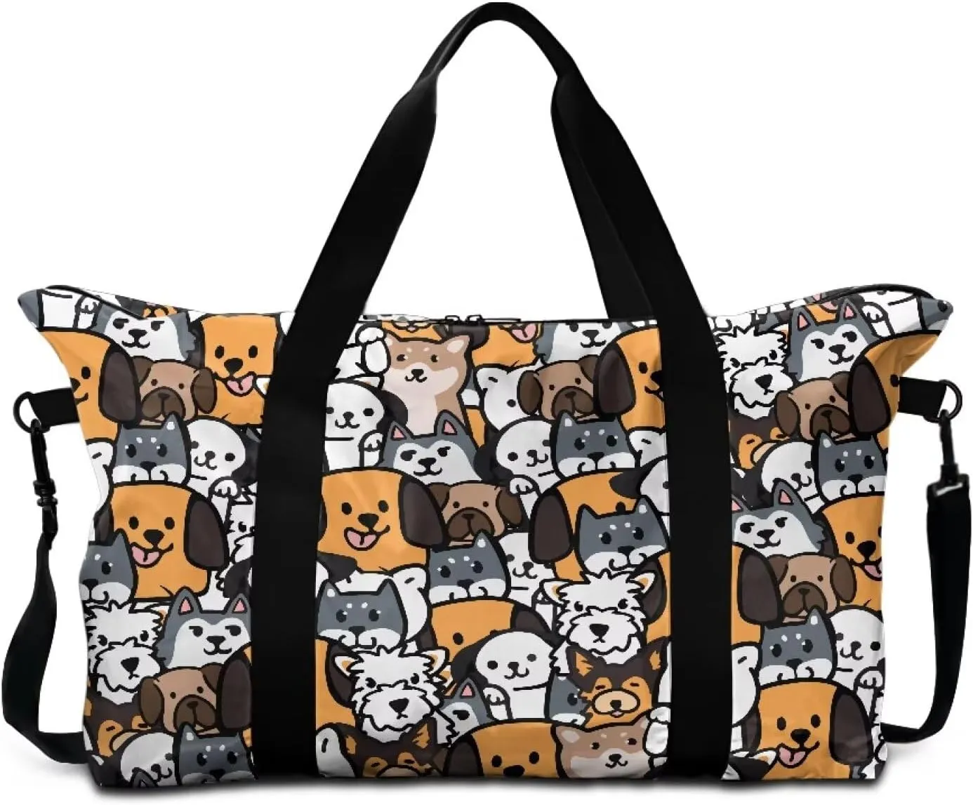 Duffel Bag 22.24 x 6.3 x 13 Inches - Cartoon Cute Puppy Print Large Capacity Carry On Travel Bag with Adjustable Shoulder Strap - Water-Resistant Polyester Weekender & Gym Holdall