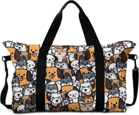 Duffel Bag 22.24 x 6.3 x 13 Inches - Cartoon Cute Puppy Print Large Capacity Carry On Travel Bag with Adjustable Shoulder Strap - Water-Resistant Polyester Weekender & Gym Holdall