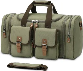 Duffle Bag for Travel, Expandable Waterproof Overnight Weekender Gym Carry On Bag 50L Canvas Duffel Bags with Suitcase Handle Sleeve for Men Women(Army Green)