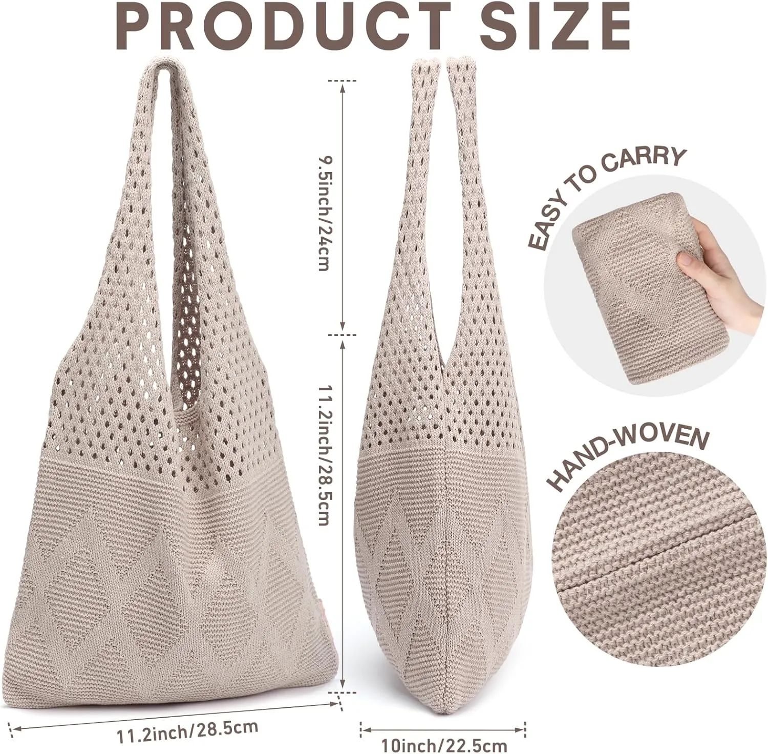 EIMMBD Crochet Bags for Women Beach Totes Bags Aesthetic Summer Tote Shoulder Hippie Bag Knit Bag