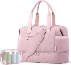 ETRONIK Weekender Bags for Women Travel, Personal Item Travel Bag with Shoe Compartment, Carry On Overnight Bag with Wet Pocket, Gym Duffel Bag for Travel, Sports, Weekend, Hospital Pink