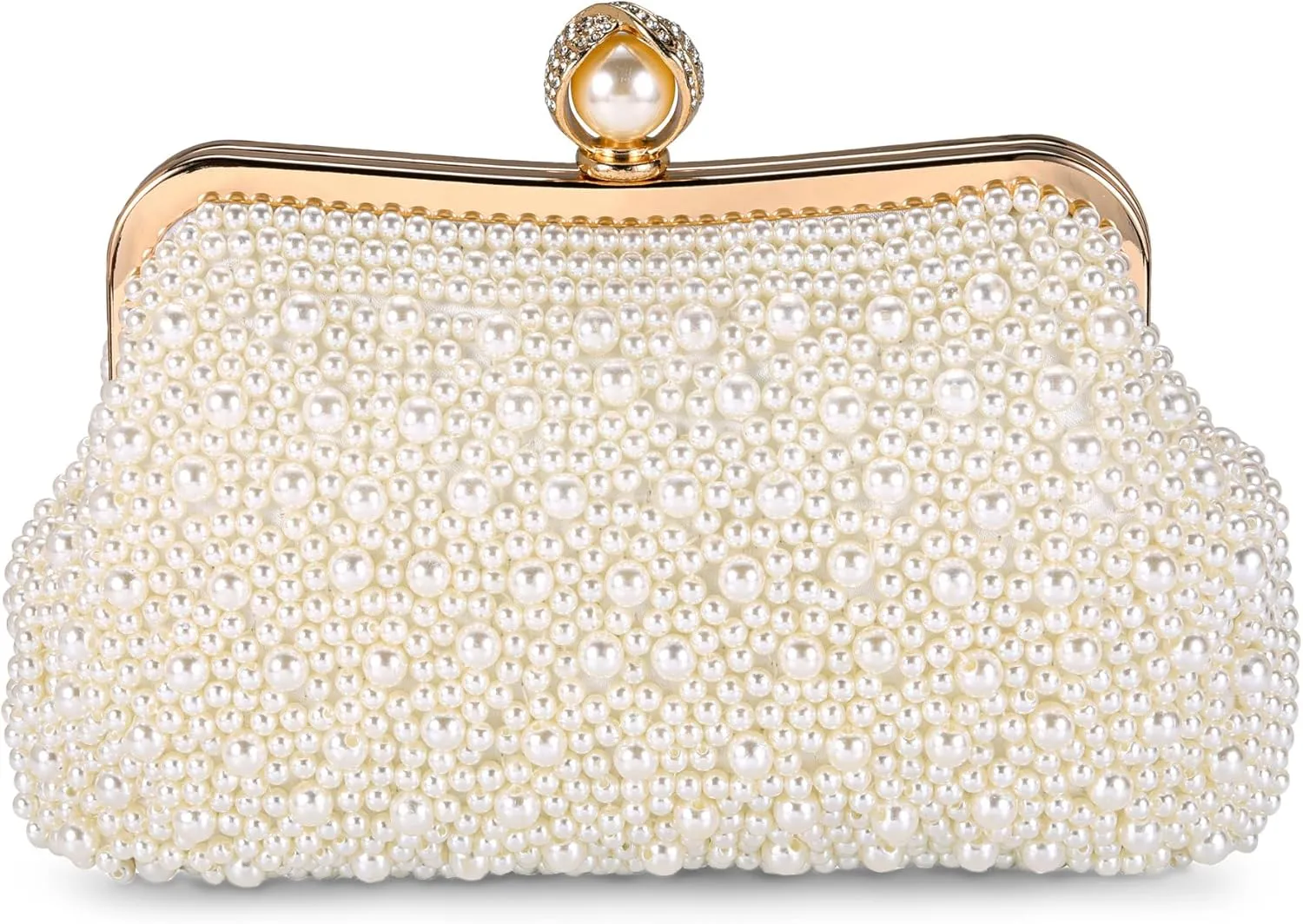 FALETO Pearl Clutch Bag for Women Evening Wedding Party Bridal Handbag Ladies Beaded Clutch Purse for Party