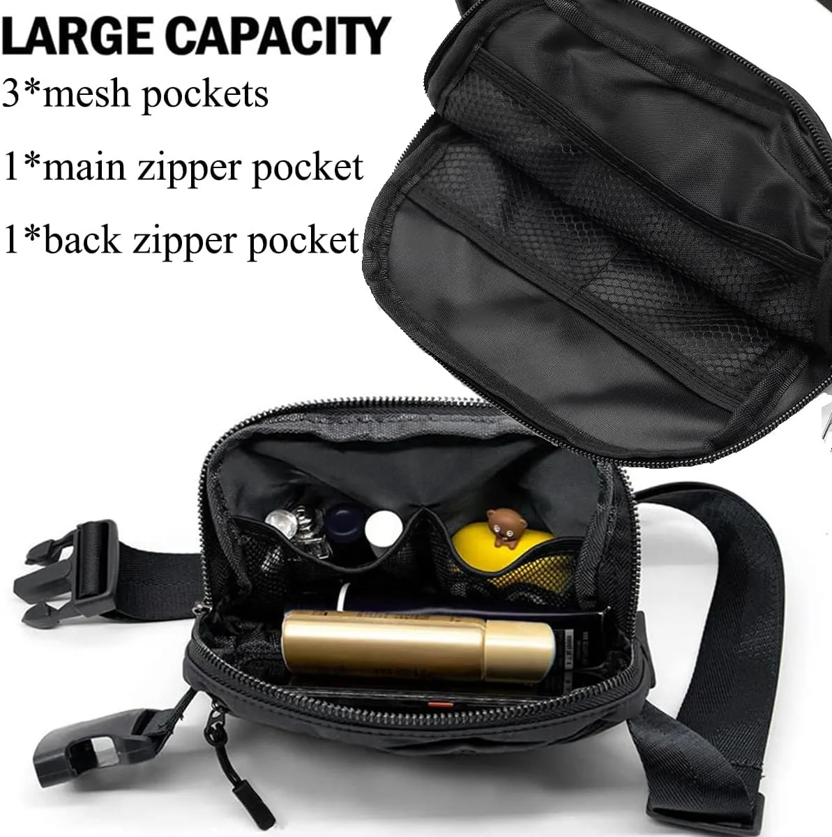 Fanny Pack for Women and Men,Mini Black Belt Bag,Fashionable Small Waist Pack Crossbody Bag and Initial Letter Butterfly Keychains for Traveling,Running,Hiking,Jogging,Cycling (Belt Bag-M)