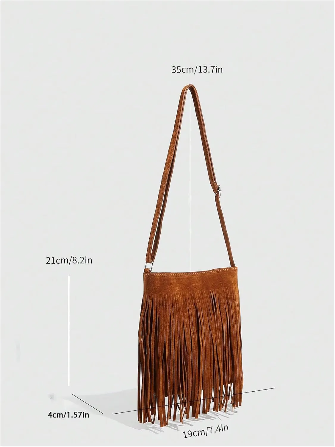 Floerns Women's Fringe Faux Suede Crossbody Bag Tassel Bucket Bag Western Shoulder Bags