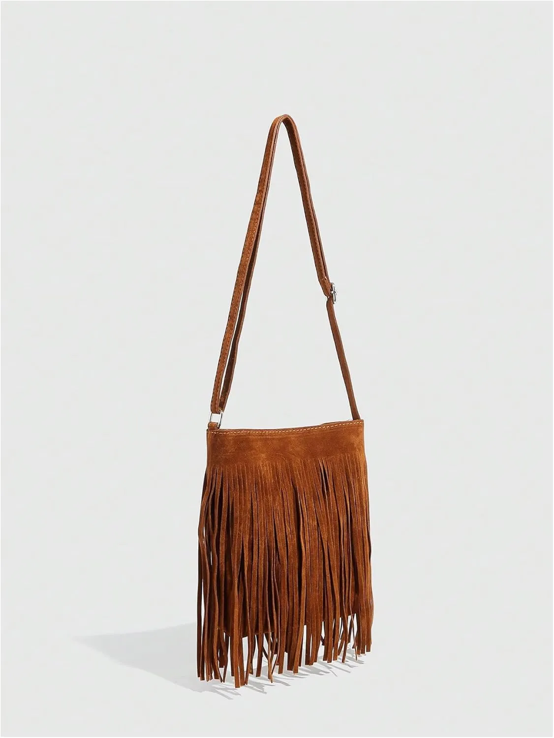 Floerns Women's Fringe Faux Suede Crossbody Bag Tassel Bucket Bag Western Shoulder Bags