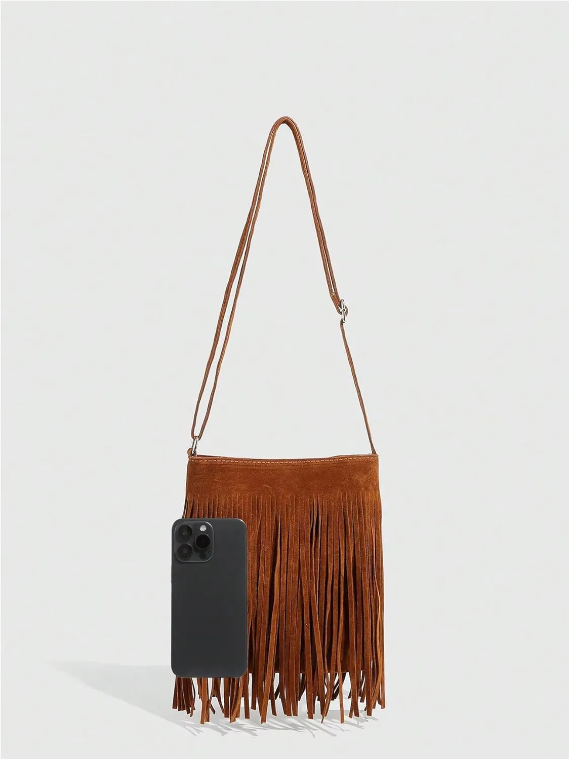 Floerns Women's Fringe Faux Suede Crossbody Bag Tassel Bucket Bag Western Shoulder Bags