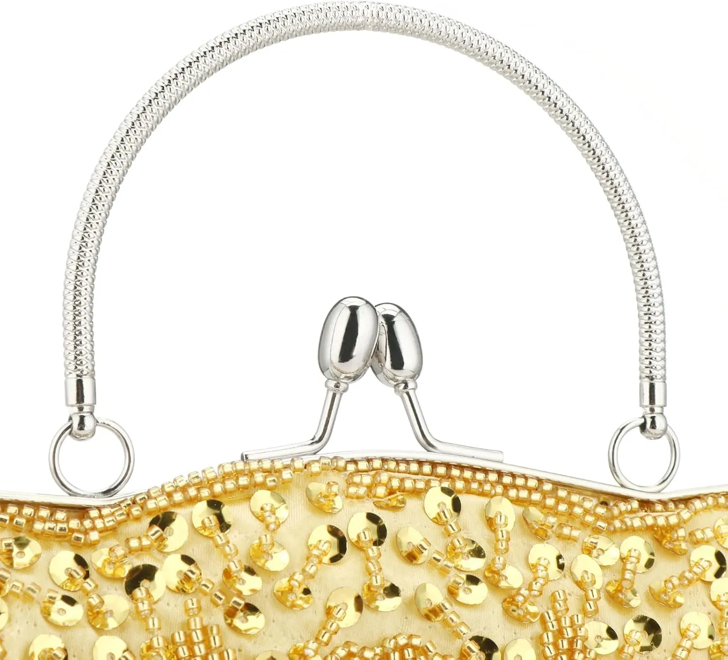 Floral Designer Evening Bag Beaded Sequin Design Vintage Kissing Lock Satin Clutch Purse Bag Wedding Party Clutch